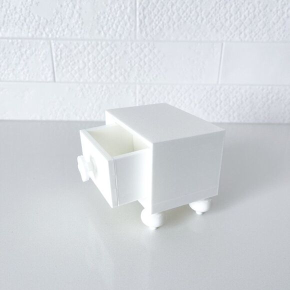 Miniature Barbie Nightstands (Set of 2) White 3D Printed Dollhouse Furniture - Picture 5 of 6